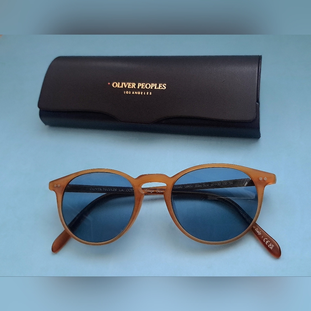 Oliver Peoples Riley Sun – Honey Amber Blue Glass Lenses - Picture 5 of 16